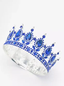 Red Vintage Crown Tiaras Elegant Alloy Crystal Headwear Accessories