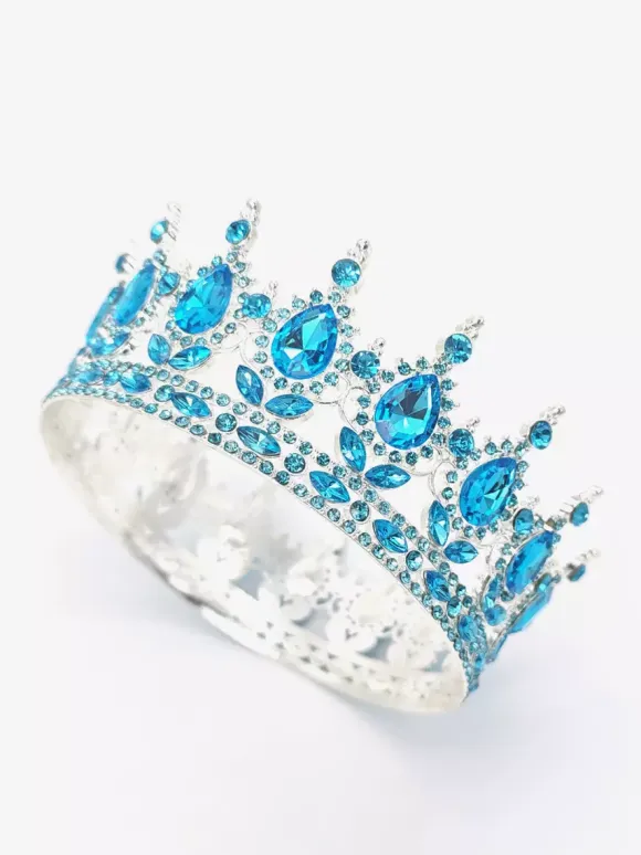 Red Vintage Crown Tiaras Elegant Alloy Crystal Headwear Accessories