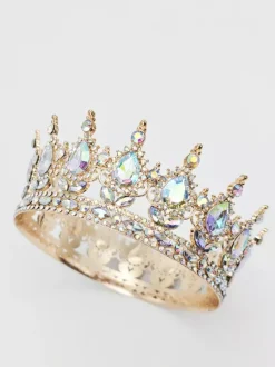 Red Vintage Crown Tiaras Elegant Alloy Crystal Headwear Accessories
