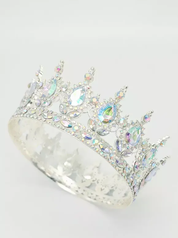 Red Vintage Crown Tiaras Elegant Alloy Crystal Headwear Accessories