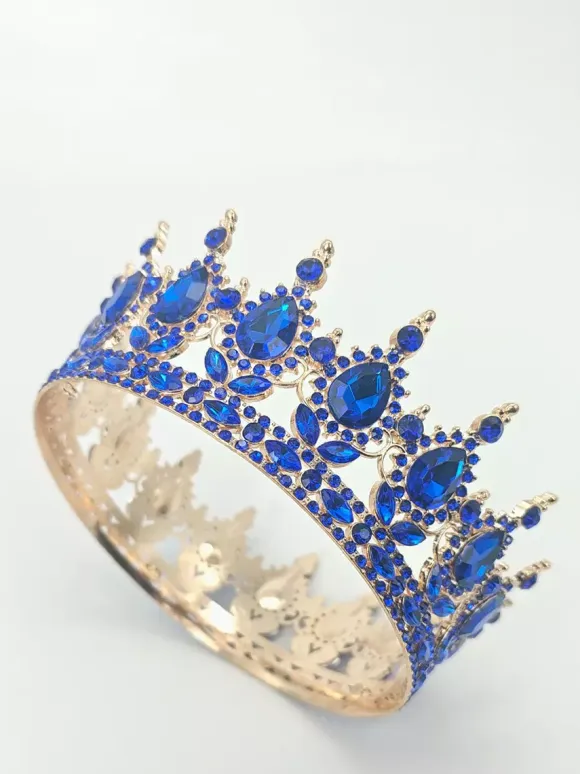 Red Vintage Crown Tiaras Elegant Alloy Crystal Headwear Accessories