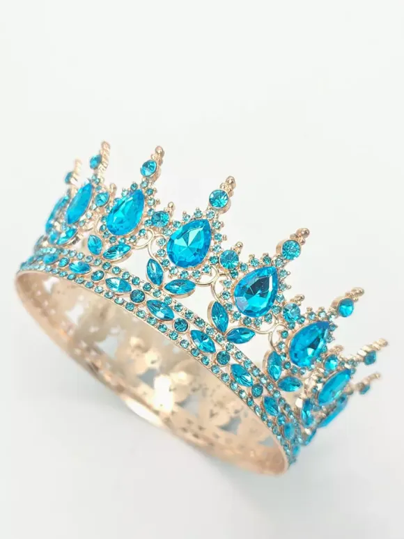 Red Vintage Crown Tiaras Elegant Alloy Crystal Headwear Accessories