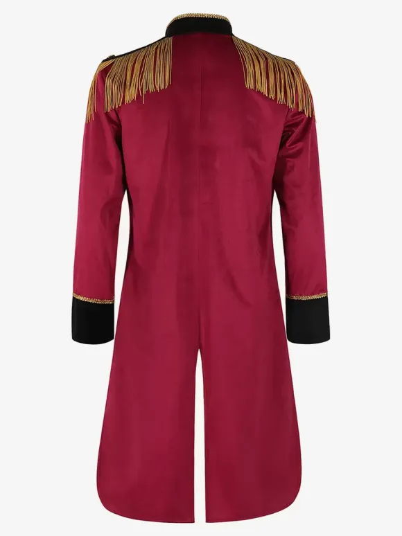 Red Vintage Set Elegant Polyester Long Sleeves Retro Costumes For Man Burgundy