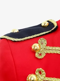 Red Vintage Top Retro Fringe Buttons Color Block Long Sleeves Polyester Overcoat Retro Costumes For Man
