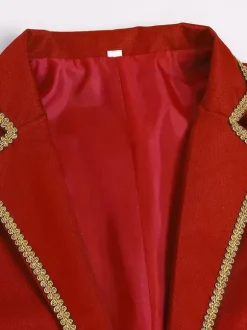 Red Vintage Top Retro Polyester Long Sleeves Retro Costumes For Man Burgundy