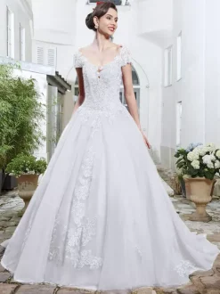 Red Wedding Dresses Tulle Bridal Gown Applique Evening Party Dresses Free Customization
