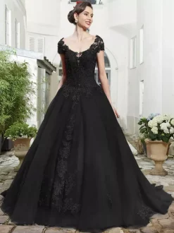 Red Wedding Dresses Tulle Bridal Gown Applique Evening Party Dresses Free Customization