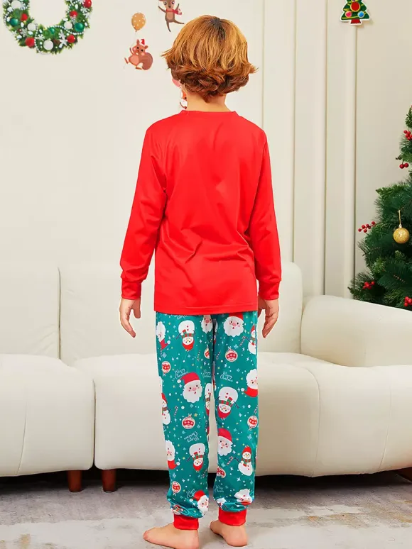 Red And Teal Family Pajamas With Merry Christmas Print 2026