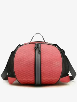 Red Basketball Sports Bag with Zipper and Shoulder Strap with Pockets