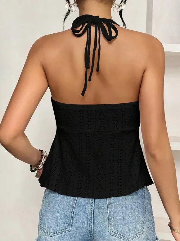 Red Cami Top Straps Neck Cut Out Chic Camis For Women