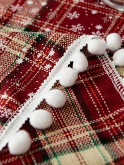 Red Christmas Polyester Fiber Polyester Plaid Christmas Holidays Costumes