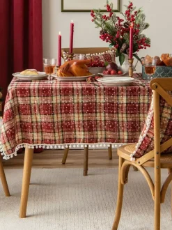 Red Christmas Polyester Fiber Polyester Plaid Christmas Holidays Costumes