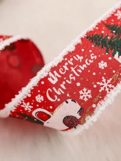 Red Christmas Ribbon Polyester Fiber Red Christmas Holidays Props