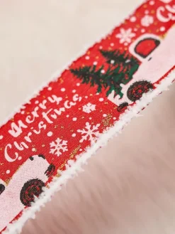 Red Christmas Ribbon Polyester Fiber Red Christmas Holidays Props
