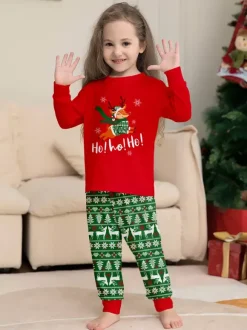 Red Green Reindeer Fair Isle Print Family Christmas Pajamas 2026