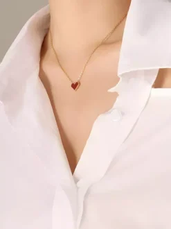 Red Heart Pendant Necklace For Women 2026