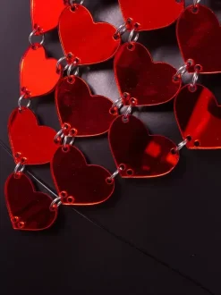Red Heart-Shaped Acrylic Club Top For Women 2026