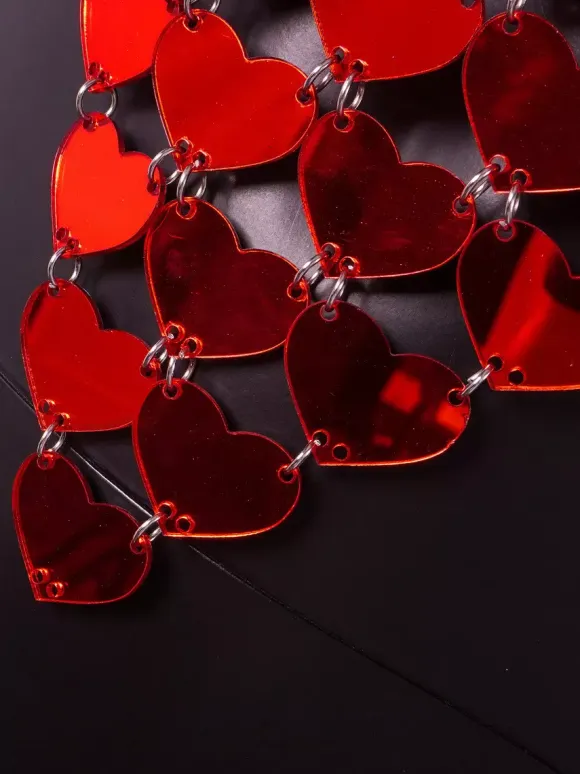 Red Heart-Shaped Acrylic Club Top For Women 2026