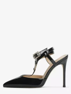 Red High Heels Pointed Toe Rhinestones Strappy Pumps For Women