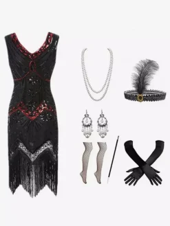 Red Retro Costumes Fringe Polyester Marie Antoinette Costume Dress Women's Retro Set Party Prom Dress Burgundy