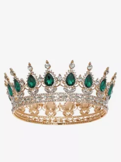 Red Retro Headwear Crown Tiaras Vintage Alloy Rhinestone Princess Queen Accessory