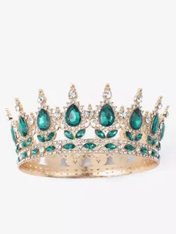 Red Retro Headwear Crown Tiaras Vintage Alloy Rhinestone Princess Queen Accessory