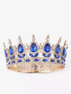 Red Retro Headwear Crown Tiaras Vintage Alloy Rhinestone Princess Queen Accessory