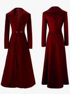 Red Retro Tudor Dress Costumes Polyester Overcoat Women's Retro Top Marie Antoinette Costume Party Prom Dress Burgundy