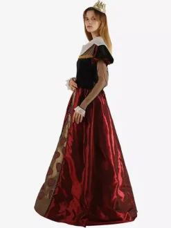 Red Retro Tudor Dress Costumes Women's Polyester Dress Dress Retro Marie Antoinette Costume Party Prom Dress Burgundy