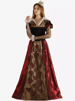 Red Retro Tudor Dress Costumes Women's Polyester Dress Dress Retro Marie Antoinette Costume Party Prom Dress Burgundy