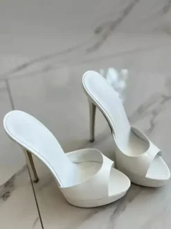 Red Sexy Sandal Slippers Platform Peep Toe High Heel Slides