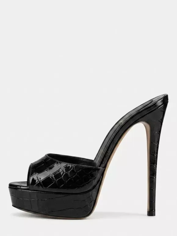 Red Sexy Sandal Slippers Platform Peep Toe High Heel Slides