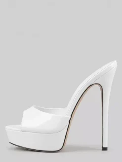Red Sexy Sandal Slippers Platform Peep Toe High Heel Slides