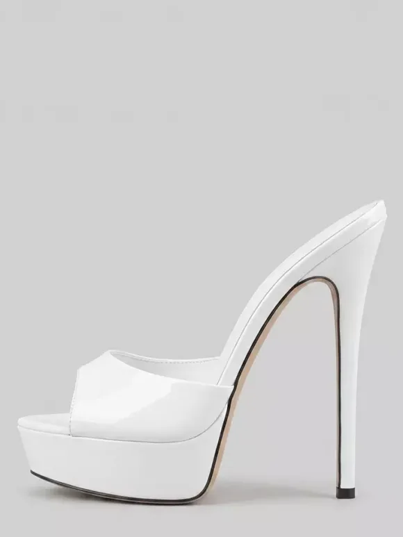 Red Sexy Sandal Slippers Platform Peep Toe High Heel Slides