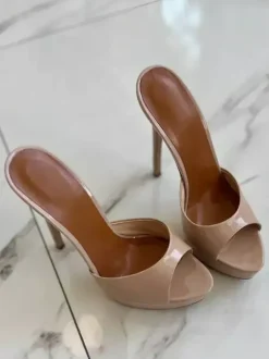 Red Sexy Sandal Slippers Platform Peep Toe High Heel Slides