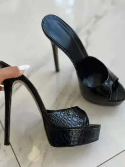 Red Sexy Sandal Slippers Platform Peep Toe High Heel Slides