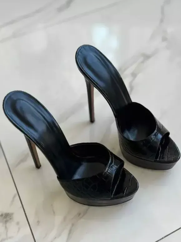 Red Sexy Sandal Slippers Platform Peep Toe High Heel Slides