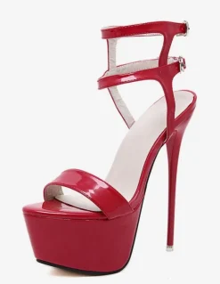 Red Sexy Sandals 2026 Platform Patent Sky High Sandals For Women
