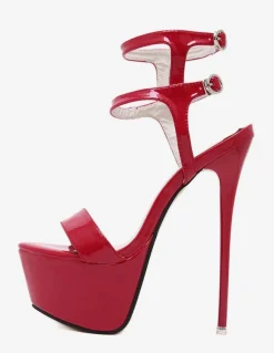 Red Sexy Sandals 2026 Platform Patent Sky High Sandals For Women