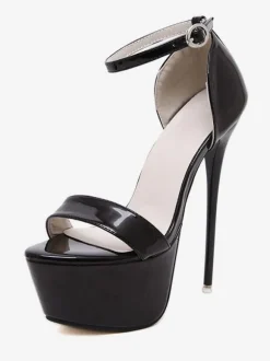 Red Sexy Shoes Platform Open Toe Sky High Ankle Strap Sandal Shoes High Heel Sandals