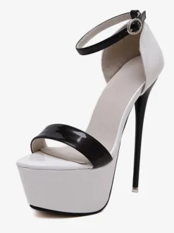 Red Sexy Shoes Platform Open Toe Sky High Ankle Strap Sandal Shoes High Heel Sandals