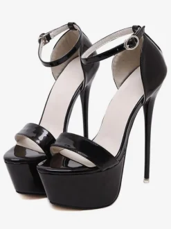 Red Sexy Shoes Platform Open Toe Sky High Ankle Strap Sandal Shoes High Heel Sandals