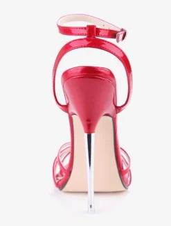 Red Sexy Shoes Women Open Toe Knotted Patent Leather high heel Sandals