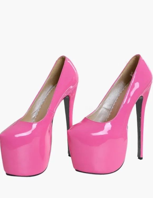 Red Sexy Shoes Women Platform Heels Almond Patent Sky High Slip On Pumps