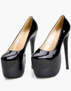 Red Sexy Shoes Women Platform Heels Almond Patent Sky High Slip On Pumps