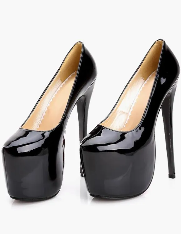 Red Sexy Shoes Women Platform Heels Almond Patent Sky High Slip On Pumps