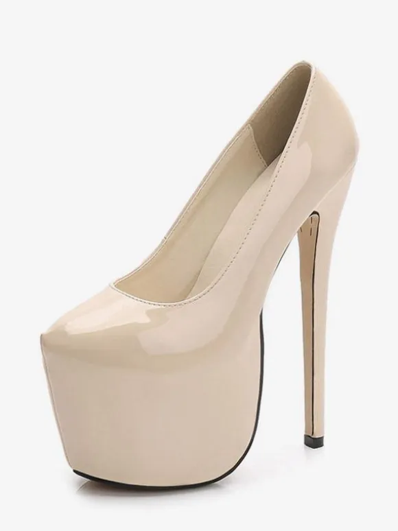 Red Sexy Shoes Women Platform Heels Almond Patent Sky High Slip On Pumps