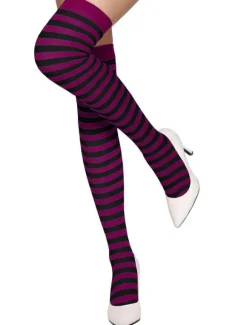 Red Striped Stockings Sexy Women Stretchy High Socks