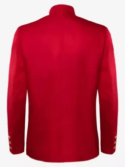 Red Vintage Elegant Buttons Long Sleeves Polyester Overcoat Retro Costumes For Man Burgundy