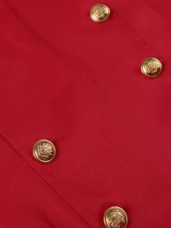 Red Vintage Elegant Buttons Long Sleeves Polyester Overcoat Retro Costumes For Man Burgundy